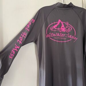 Saltwater Sassy “Reel Hot Mess” Women's Charcoal and Pink Swim Coverup